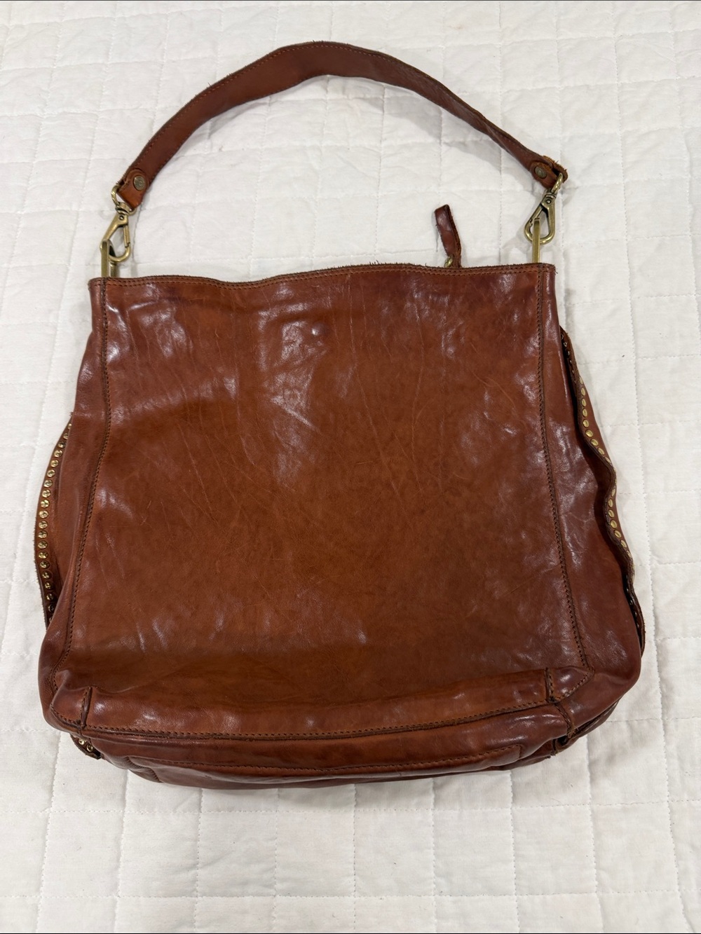 CAMPOMAGGI COGNAC Studded Leather Shoulder Bag - Women - Picture 2 of 9